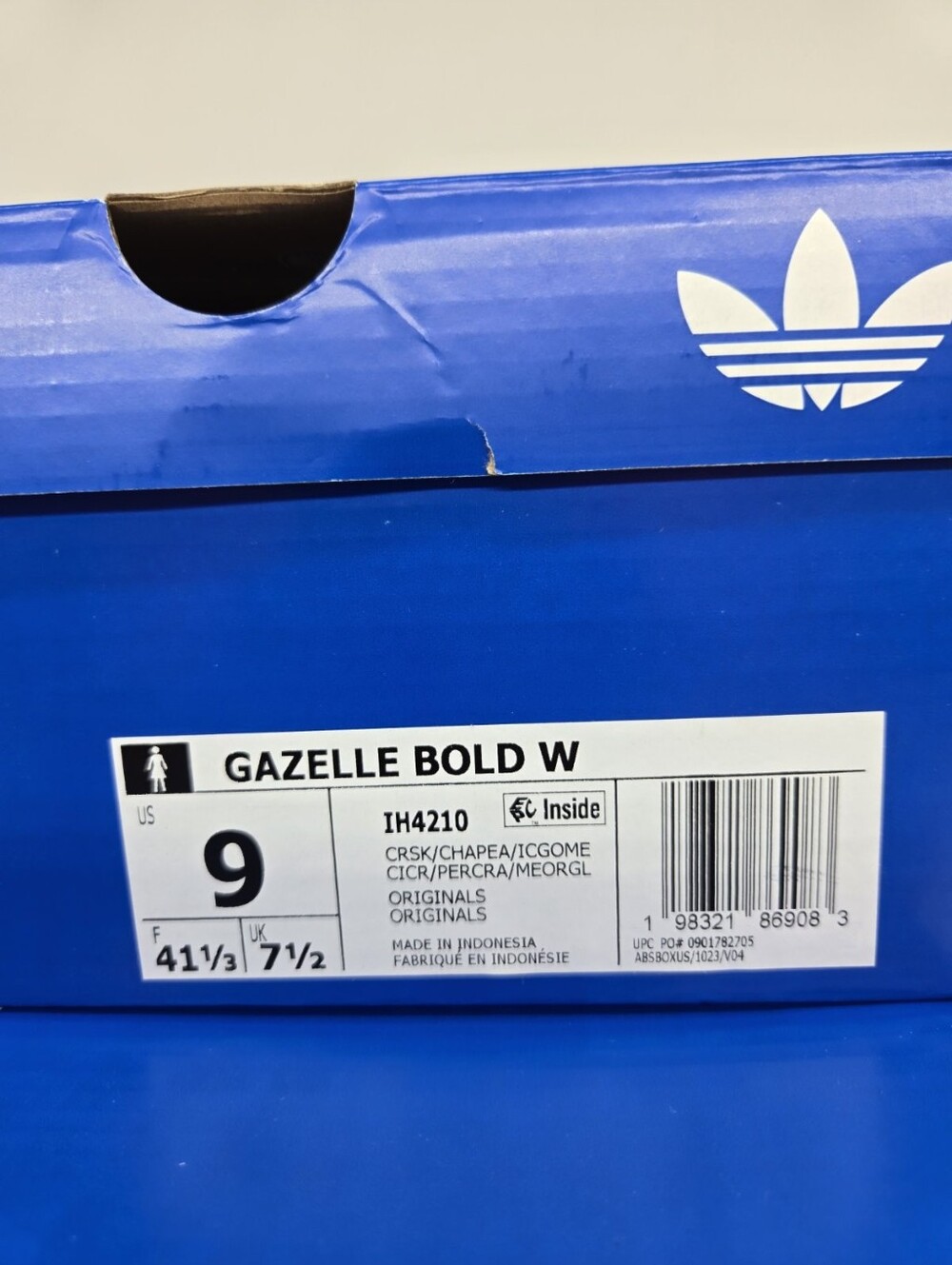 adidas Women's Gazelle Bold IH4210 Crystal Sky Chalk Pearl Shoes Size 9 - Picture 8 of 8